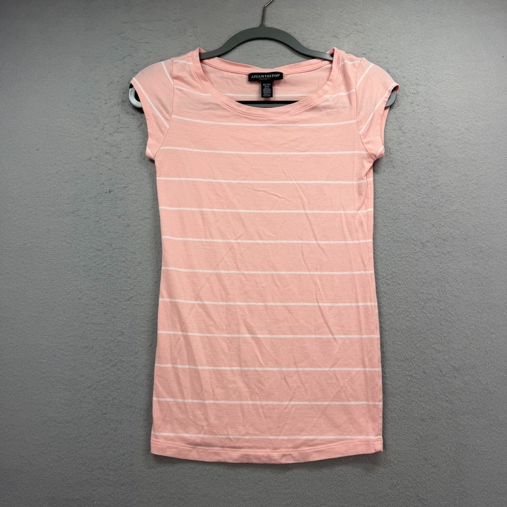 A Pea in the Pod Shirt Womens XS Pink‎ Striped Cap Sleeve Maternity Top Stretch